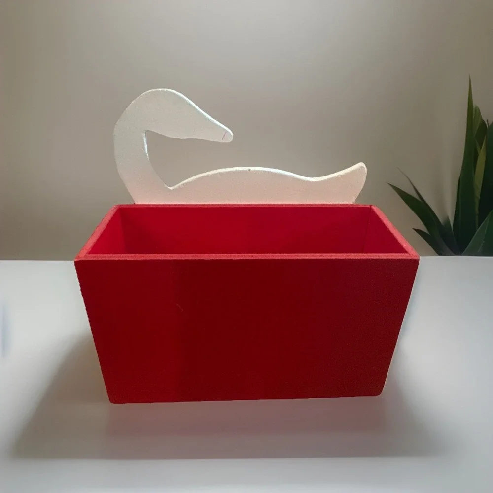 Vintage‎ USA Goose Napkin Holder Christmas Wood Holiday Decor w Napkins Taiwan